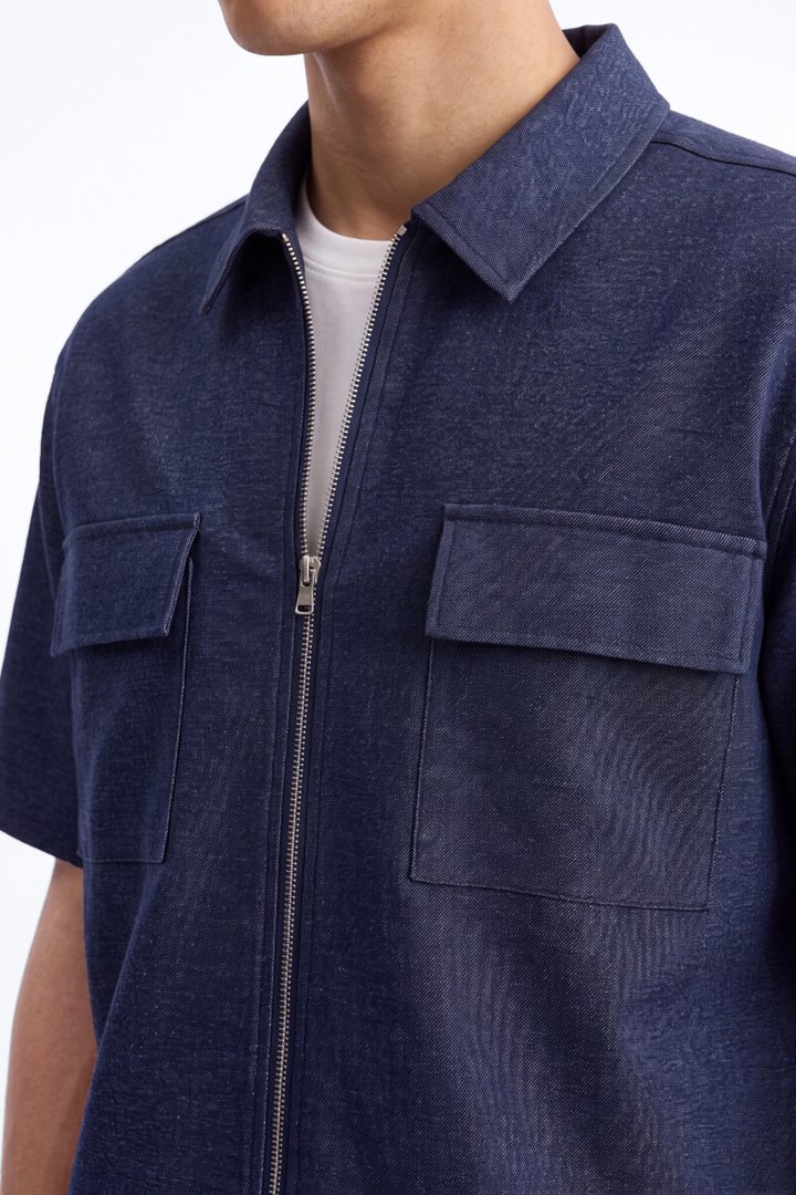 Moderne Cargo Full Zip Shirt - Navy