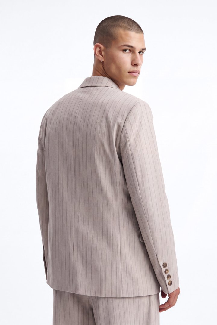 Herringbone Single Breasted Blazer - Grey