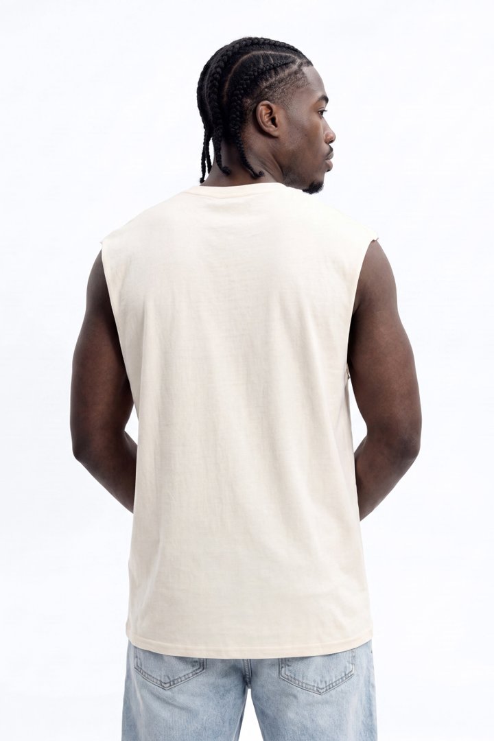 Exclusive Worldwide Club Oversized Muscle Tee - Cream