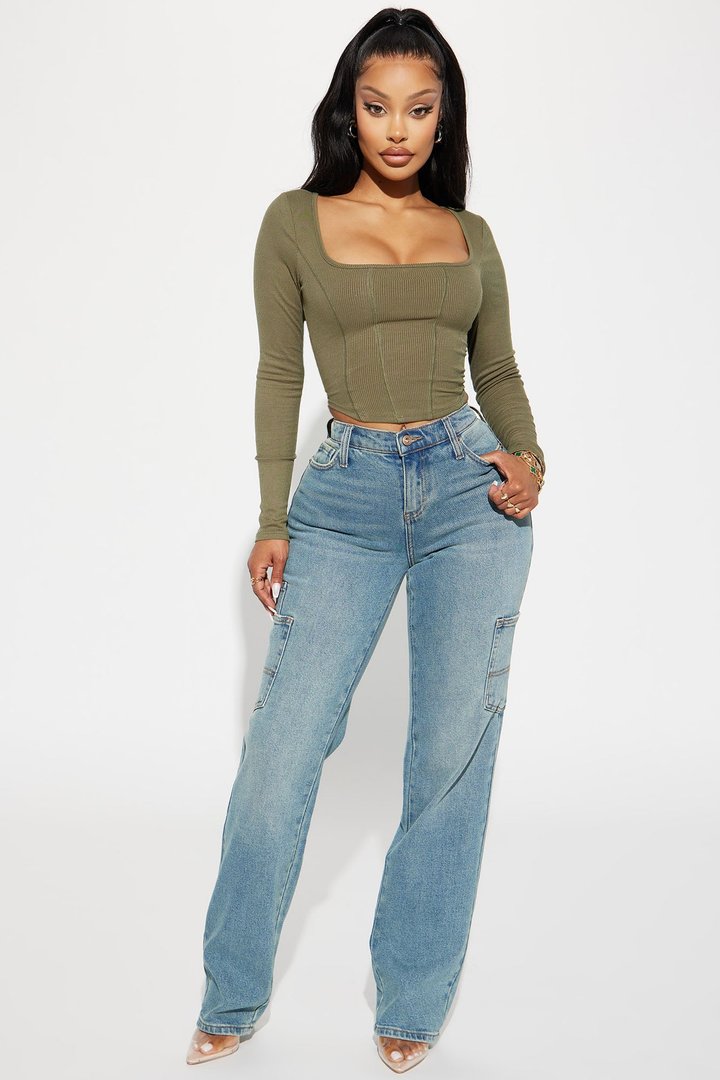 Daria Ribbed Top - Olive