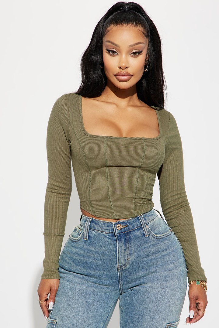 Daria Ribbed Top - Olive