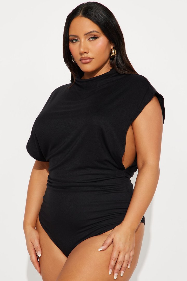 Audra Double Lined Turtle Neck Bodysuit - Black