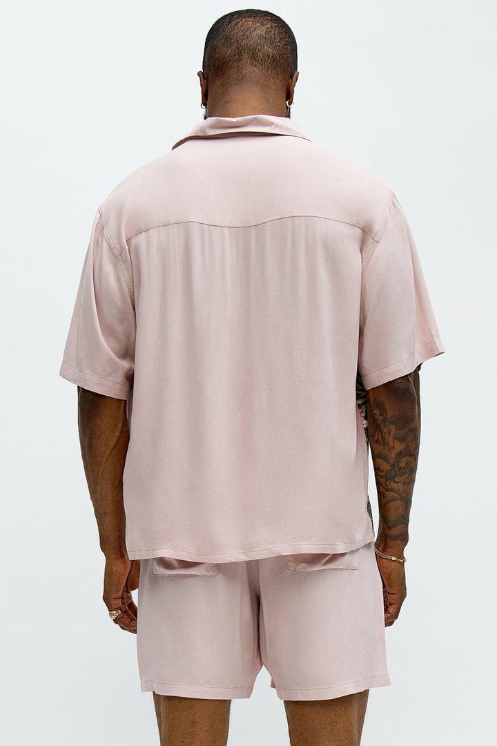 Paradise Set Short Sleeve Button Up Shirt - Pink