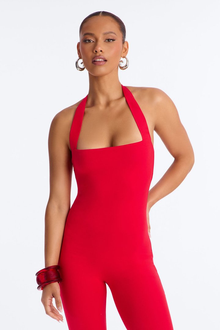 Ria Premium Modal Capri Jumpsuit - Red