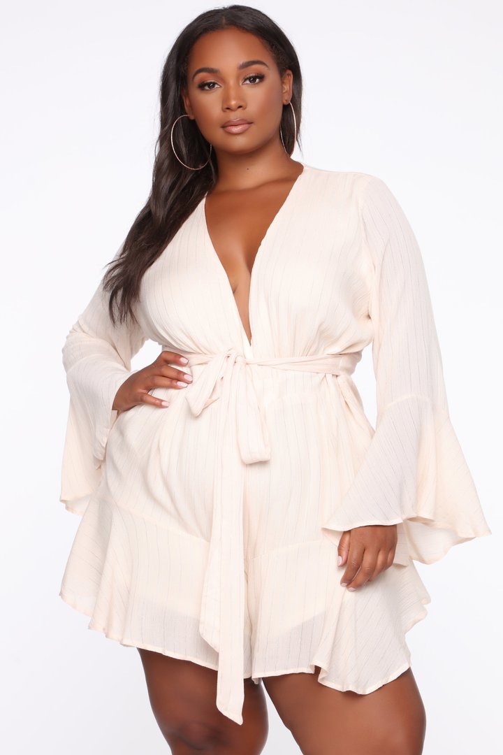 Ring A Bell Stripe Romper - Ivory