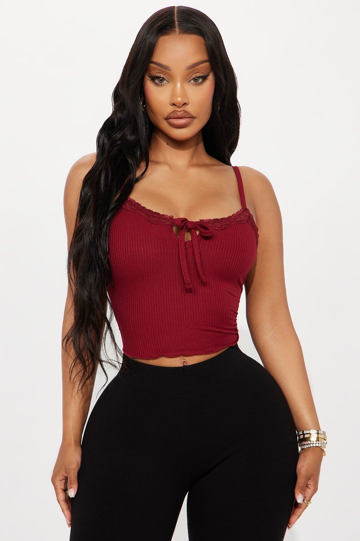 Gracie 2PC Cardigan And Tank Top - Burgundy