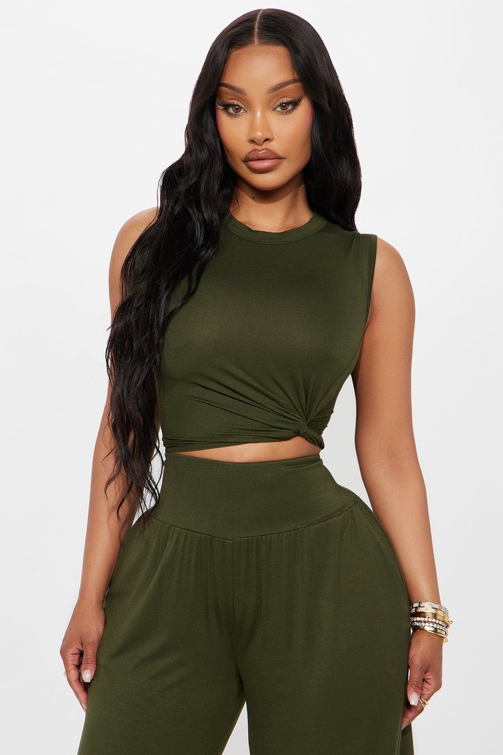 Charlotte Rayon Pant Set - Olive