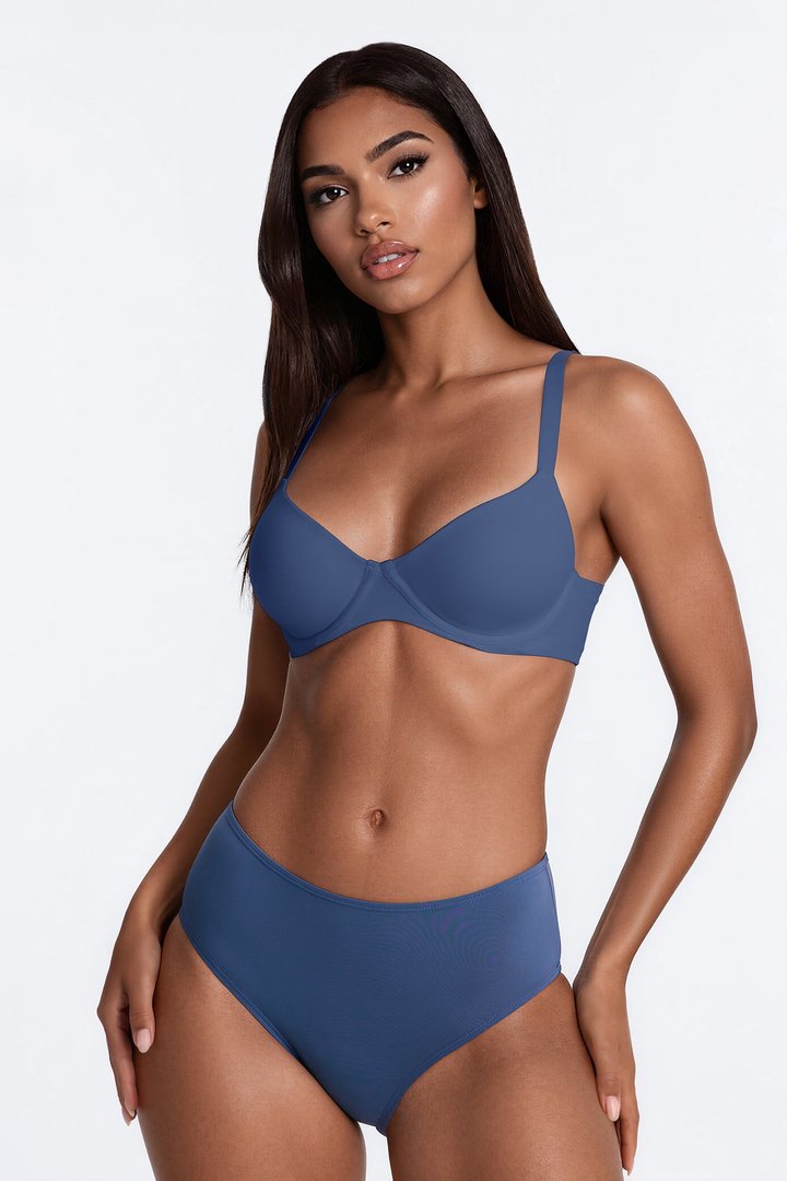 Nova Microfiber Mid Rise Hipster Panty - Slate Blue