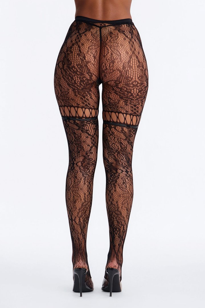 Dana Lace Up Tights - Black