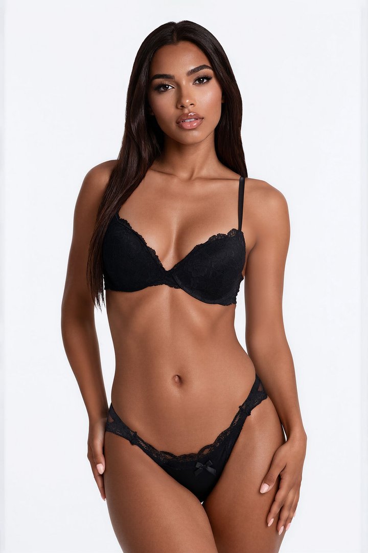Sienna Mesh Lace Bikini Panty - Black