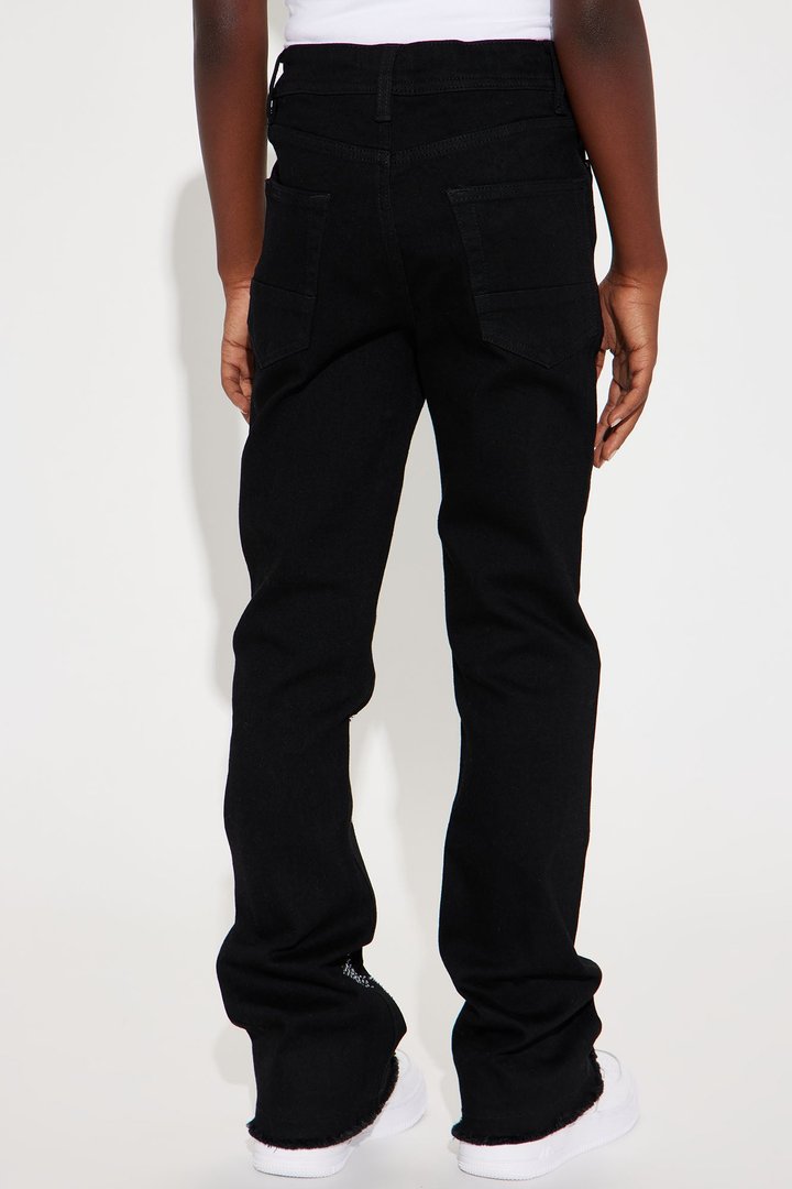 Mini Bling My Line Stacked Skinny Flare Pants - Black/Silver