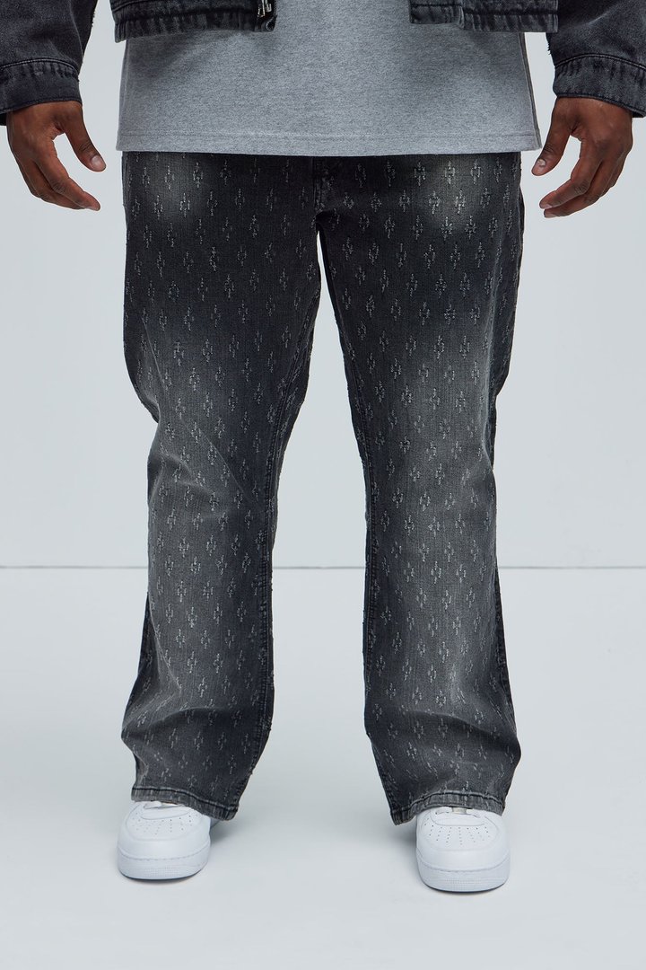 Drilled Slim Stacked Flare Jeans - Black Wash