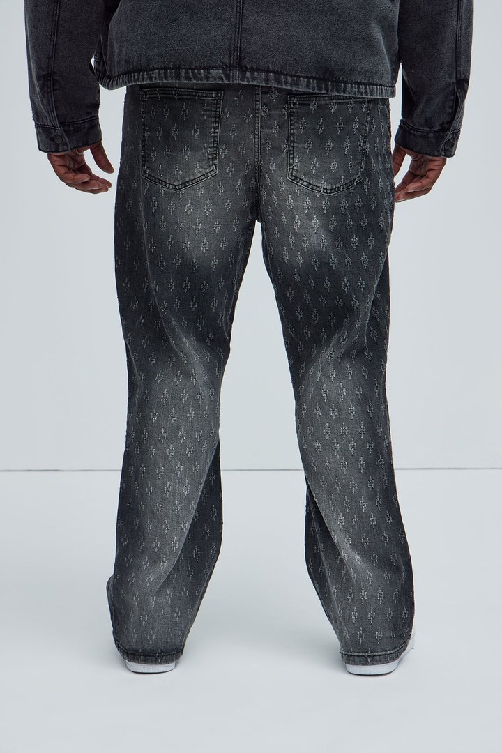 Drilled Slim Stacked Flare Jeans - Black Wash