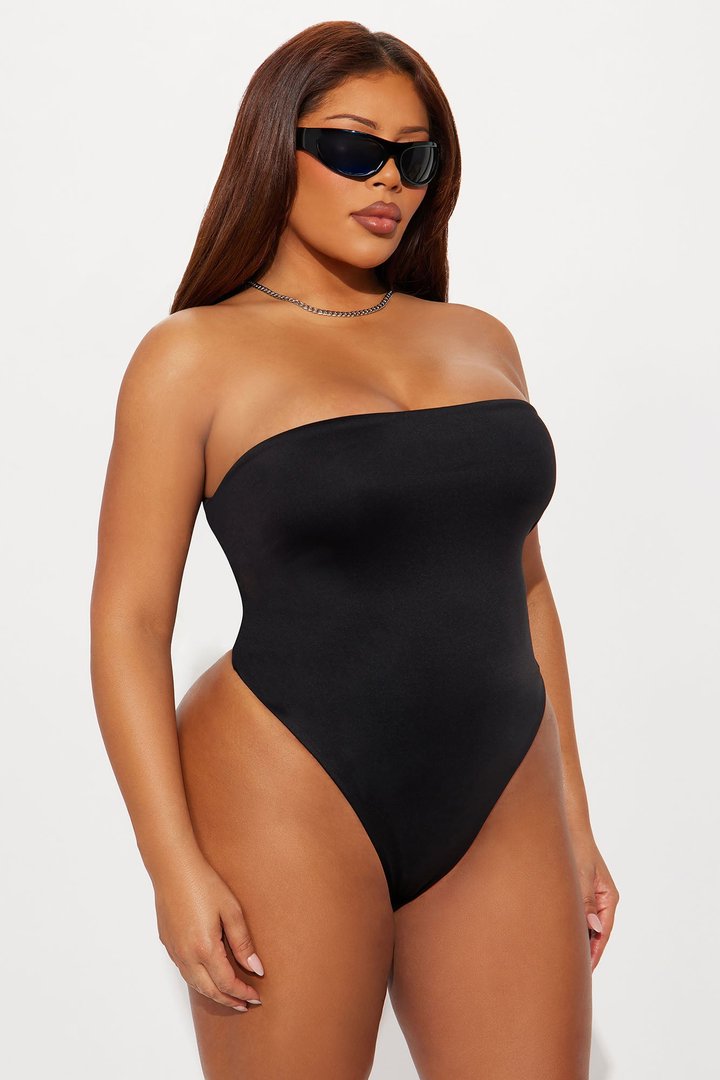 Contour Double Lined Strapless Bodysuit - Black