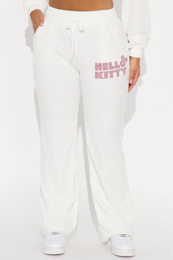 Hello Kitty Rhinestone Velour Pant - White