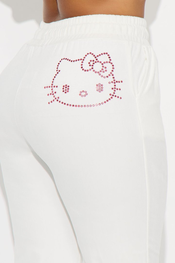 Hello Kitty Rhinestone Velour Pant - White