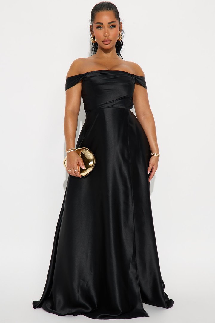 Rosalee Satin Gown - Black