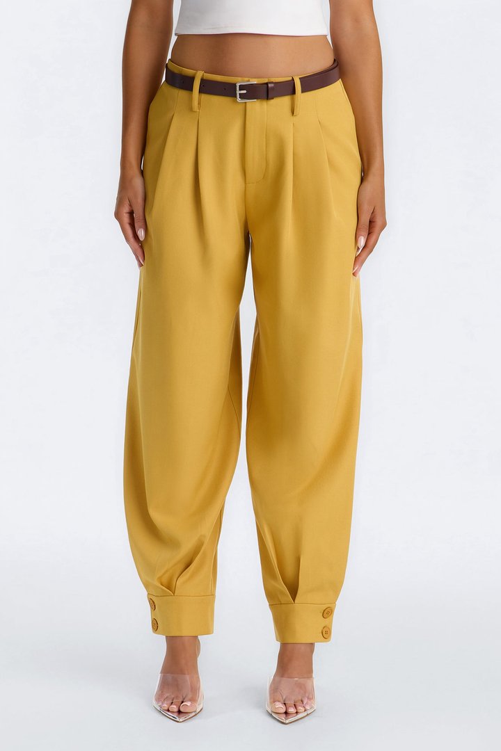 Helena Belted Trouser Pant - Mustard