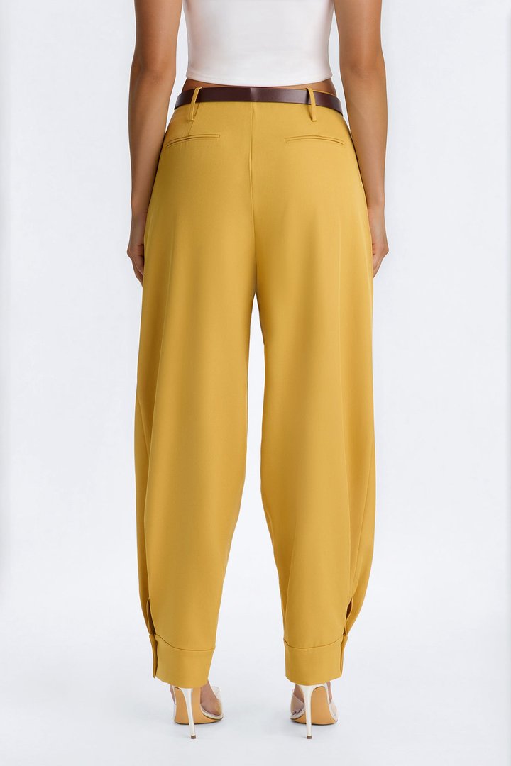 Helena Belted Trouser Pant - Mustard