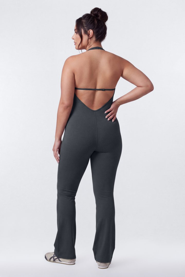 CloudForm™ Flare Halter Jumpsuit - Carbon