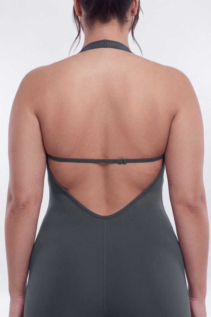 CloudForm™ Flare Halter Jumpsuit - Carbon