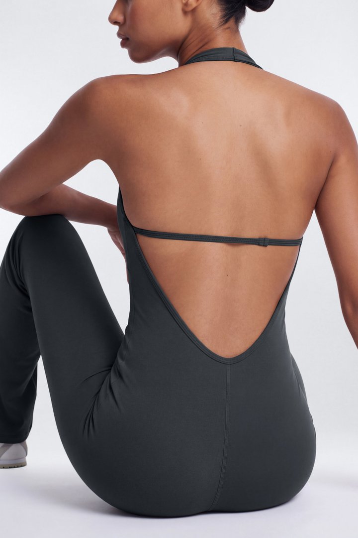 CloudForm™ Flare Halter Jumpsuit - Carbon