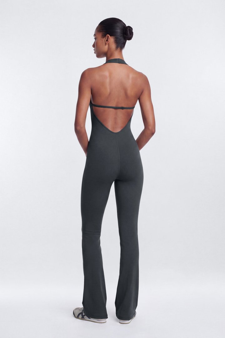 CloudForm™ Flare Halter Jumpsuit - Carbon