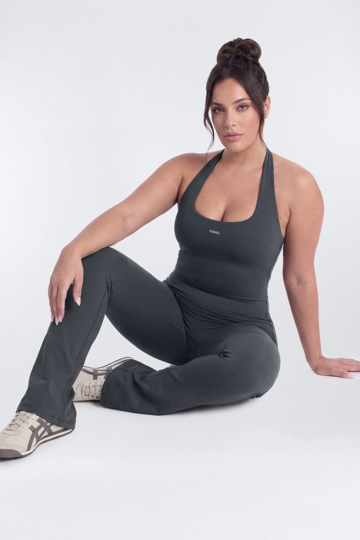 CloudForm™ Flare Halter Jumpsuit - Carbon