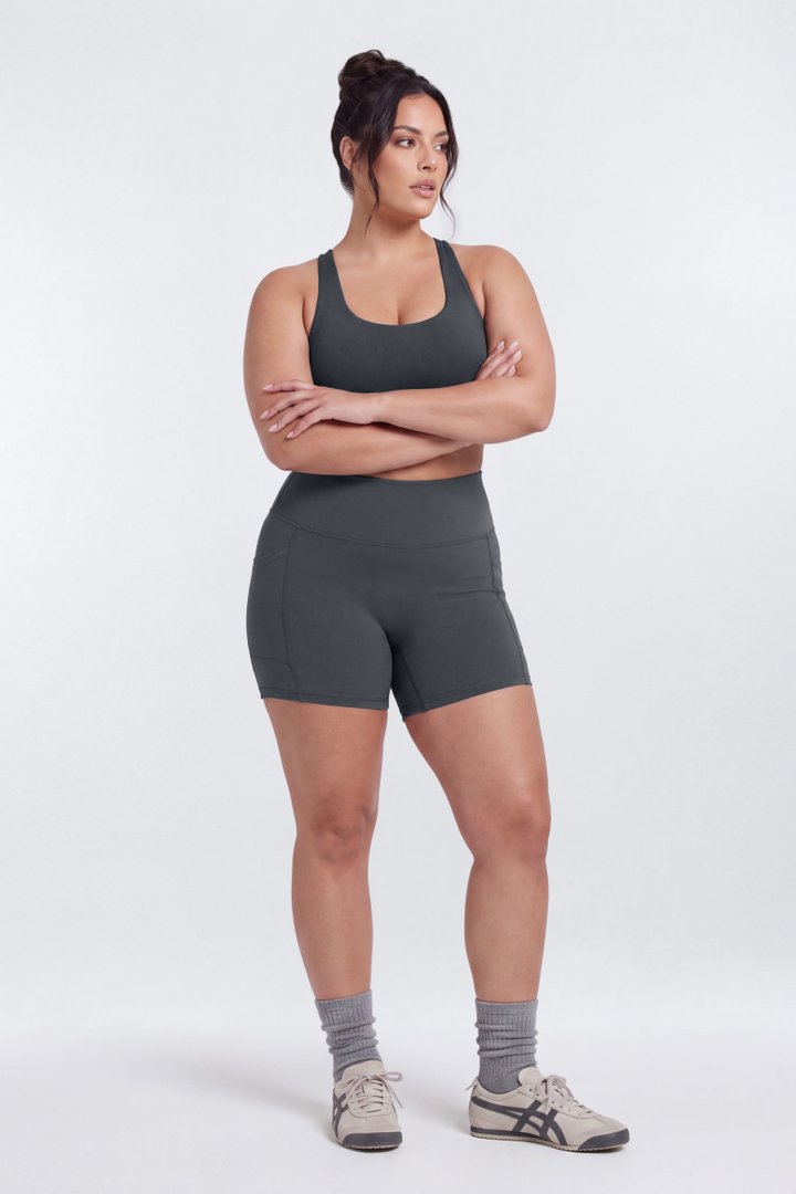 CloudForm™ High Waist 5″ Side Pocket Biker Short - Carbon