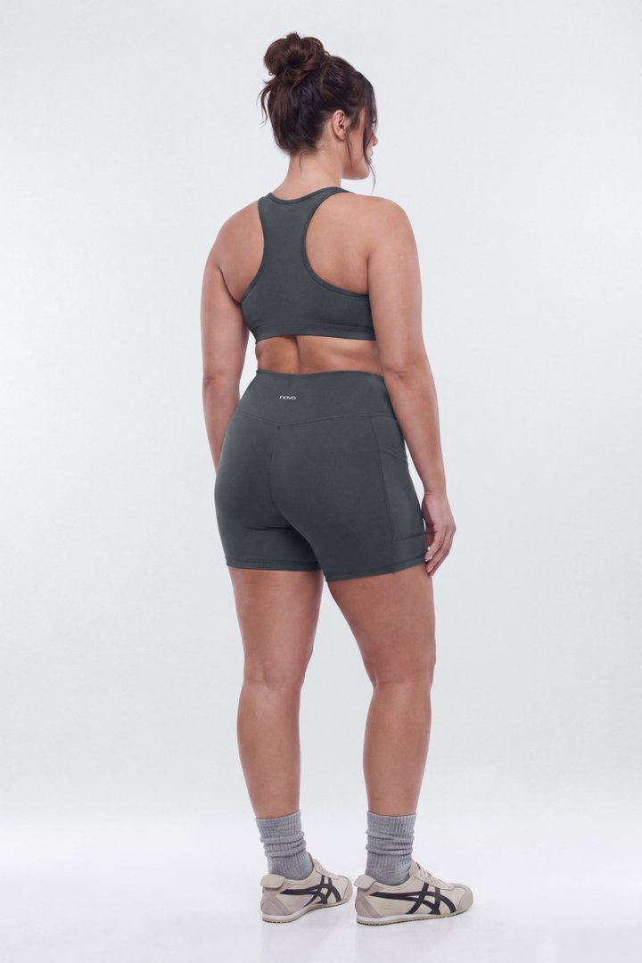 CloudForm™ High Waist 5″ Side Pocket Biker Short - Carbon