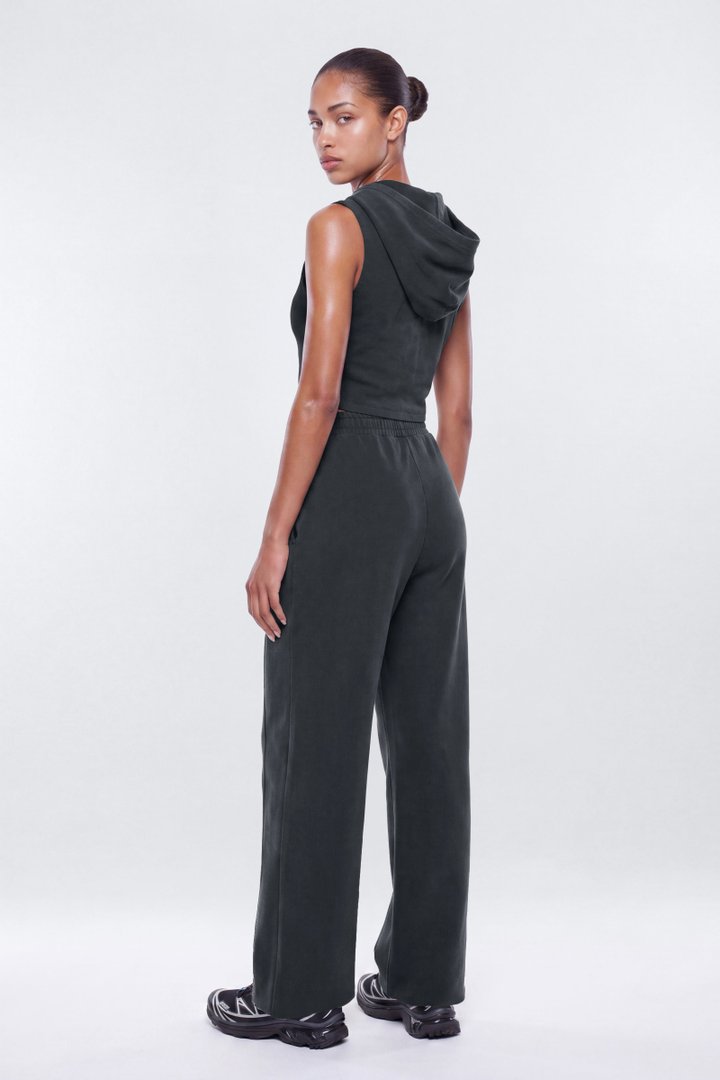 French Terry 32″ Wide Leg Pant - Carbon
