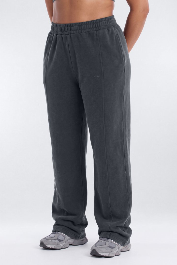 French Terry 32″ Wide Leg Pant - Carbon