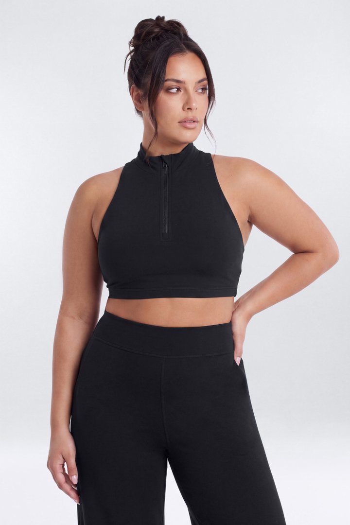 ProStretch™ Mock Neck Quarter Zip Sports Bra - Black