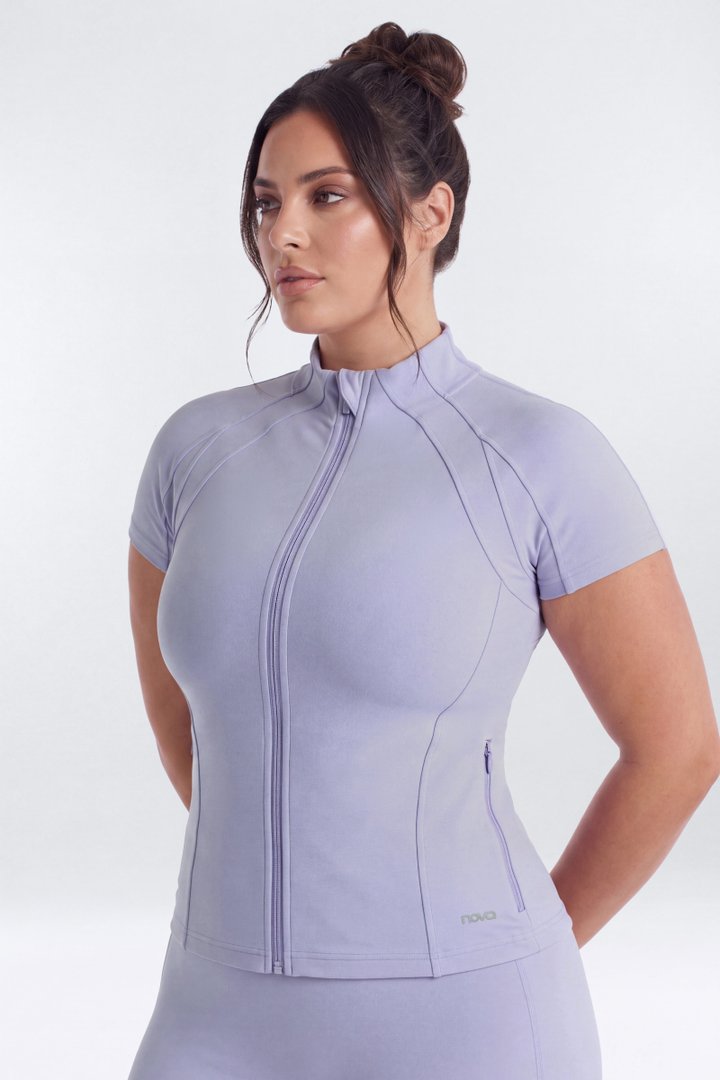 ProStretch™ Short Sleeve Front Zip Sports Jacket - Dusty Lavender
