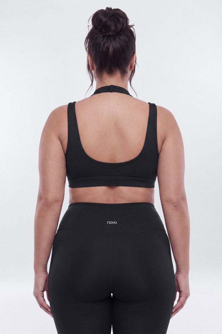 AirSculpt™ Double Halter Sports Bra - Black