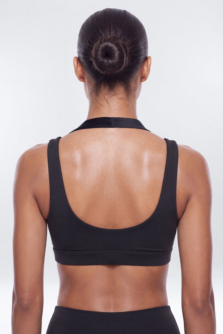 AirSculpt™ Double Halter Sports Bra - Black