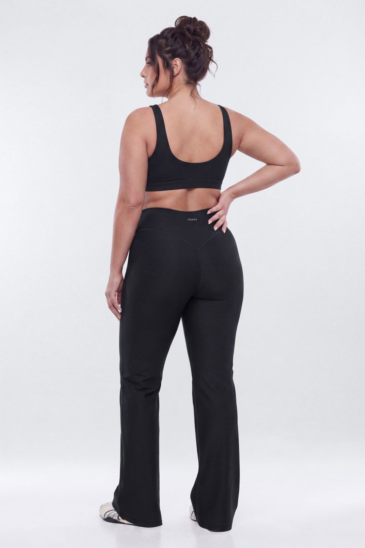 AirSculpt™ 35″ Tall Cross Front Mid Rise Flare Legging - Black
