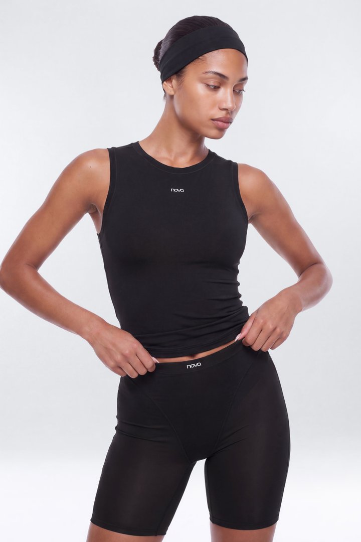Active Sport Mesh 7″ Mid Rise V Panel Biker Short - Black