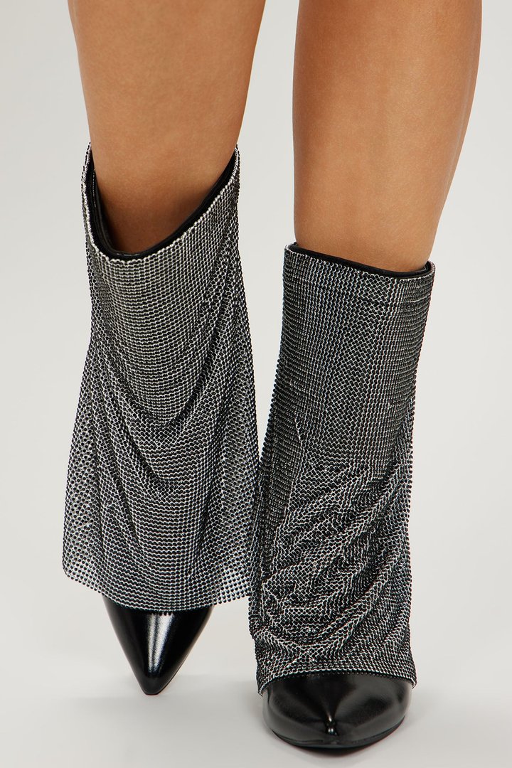 Loud And Clear Rhinestone Boots - Gunmetal