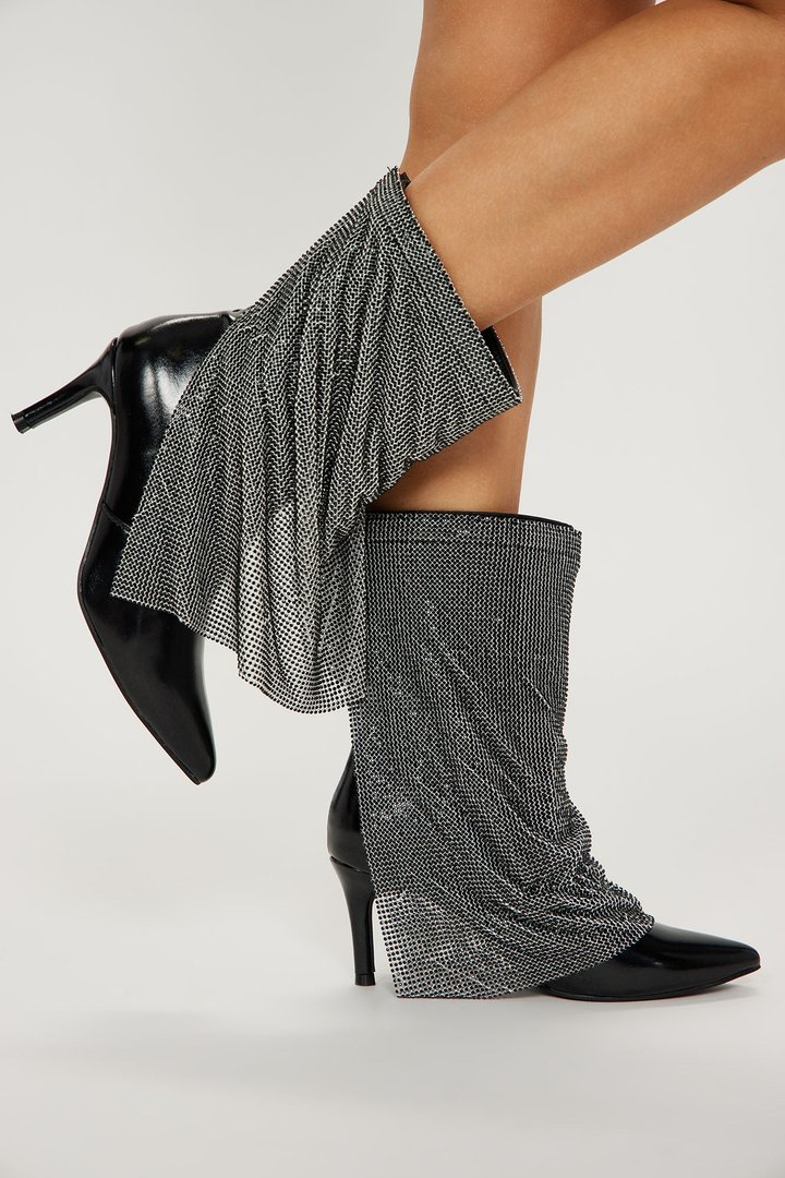 Loud And Clear Rhinestone Boots - Gunmetal