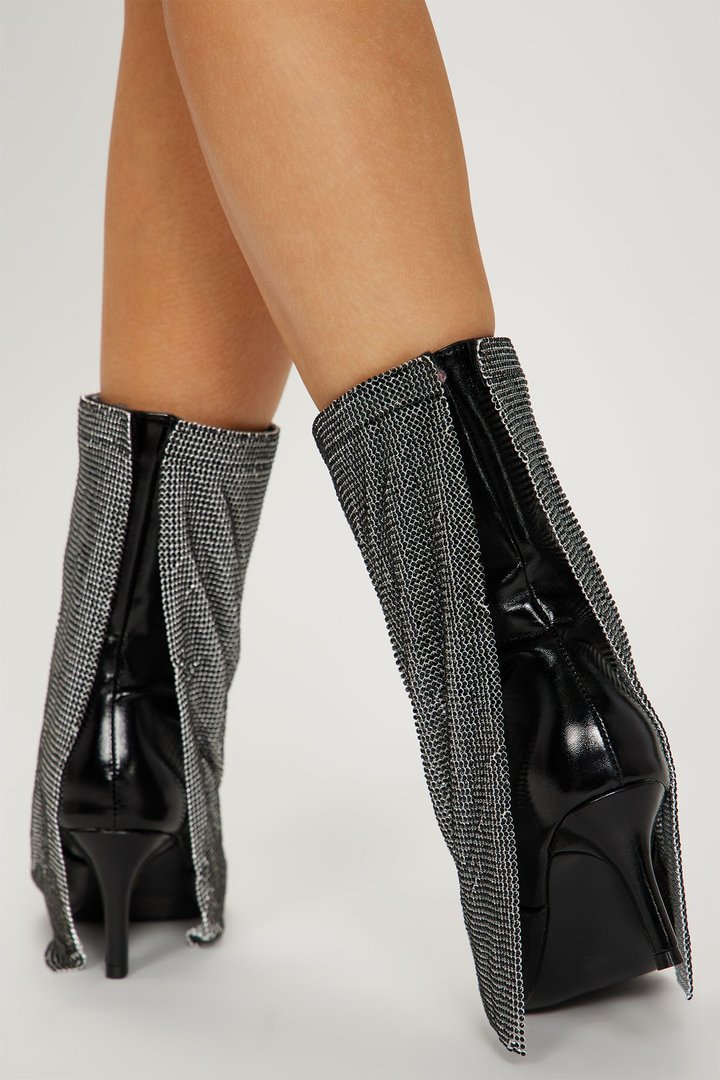 Loud And Clear Rhinestone Boots - Gunmetal