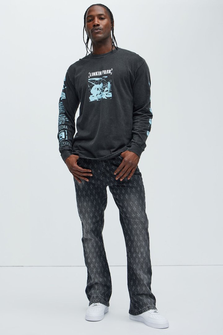 Drilled Slim Stacked Flare Jeans - Black Wash