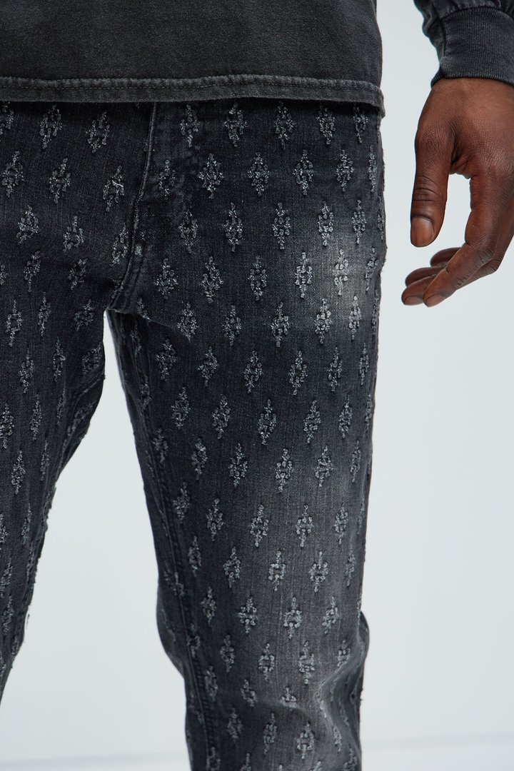 Drilled Slim Stacked Flare Jeans - Black Wash