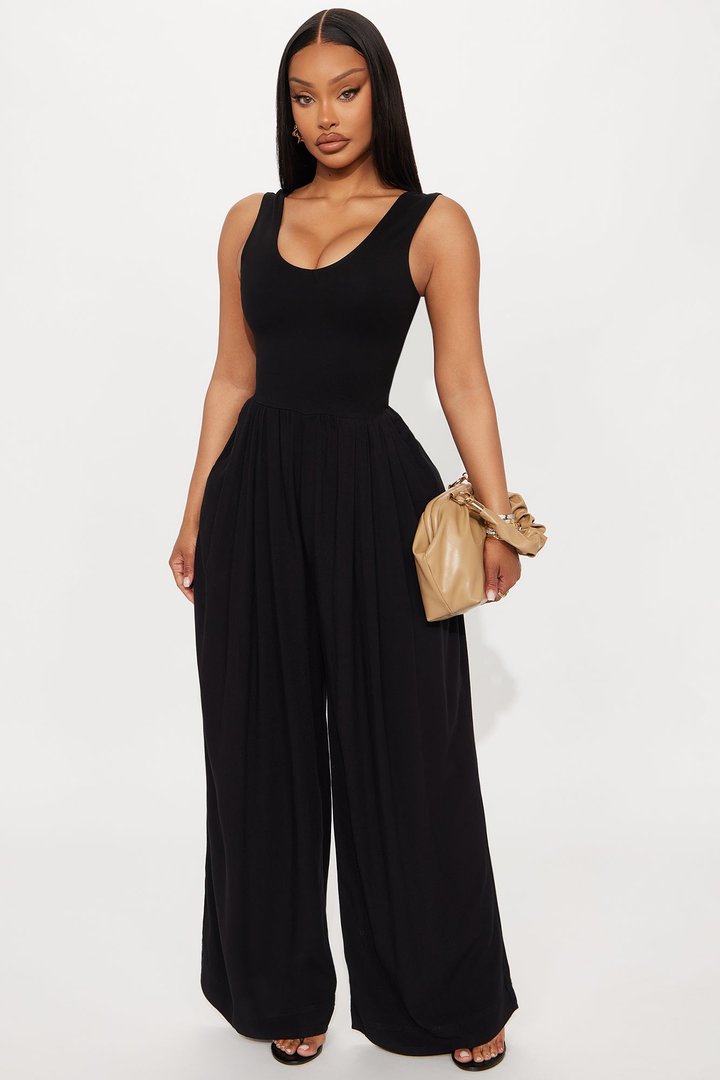Mariah Sleeveless Wide Leg Jumpsuit - Black