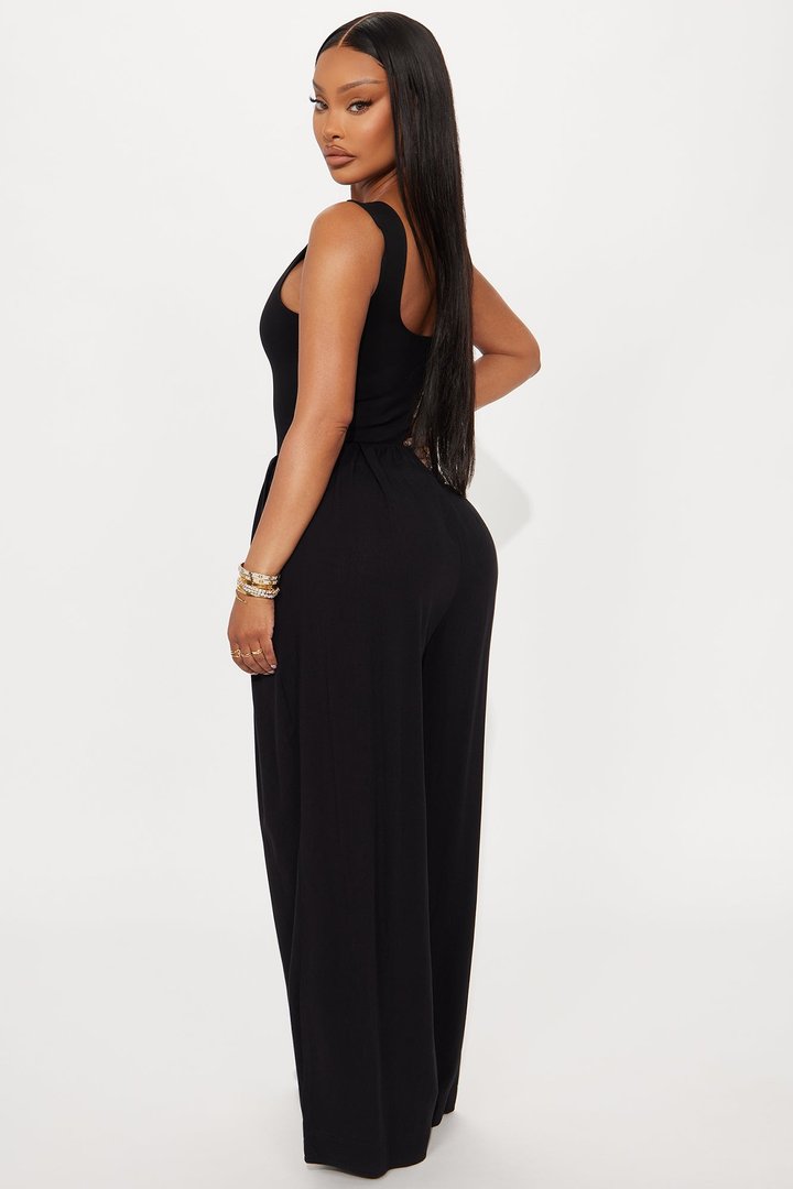 Mariah Sleeveless Wide Leg Jumpsuit - Black