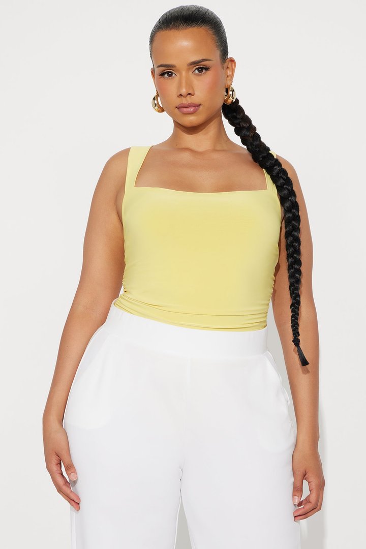 So Close Square Neck Bodysuit - Butter Yellow