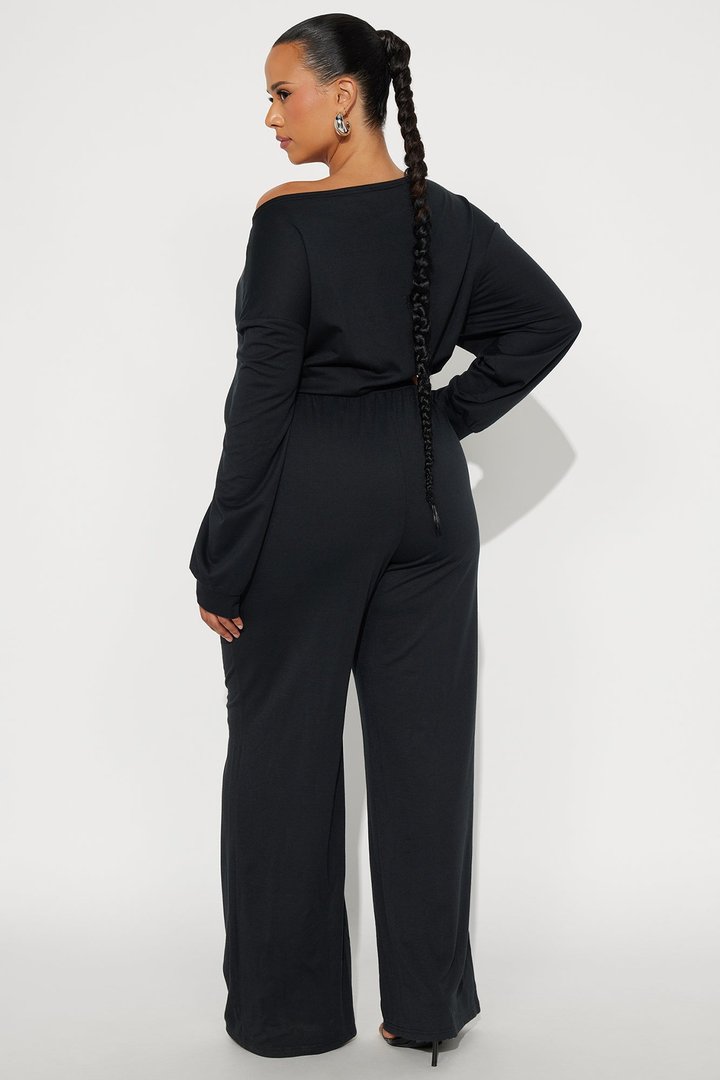 Just Warming Up French Terry Jumpsuit - Black