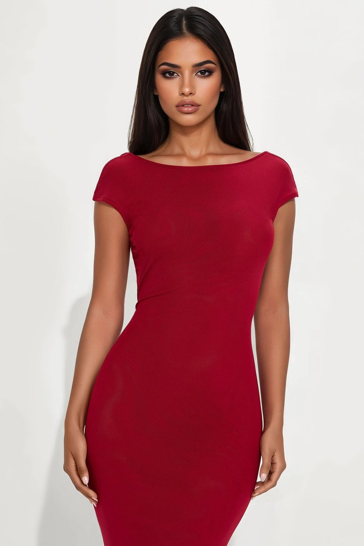 Halo Backless Maxi Dress - Burgundy