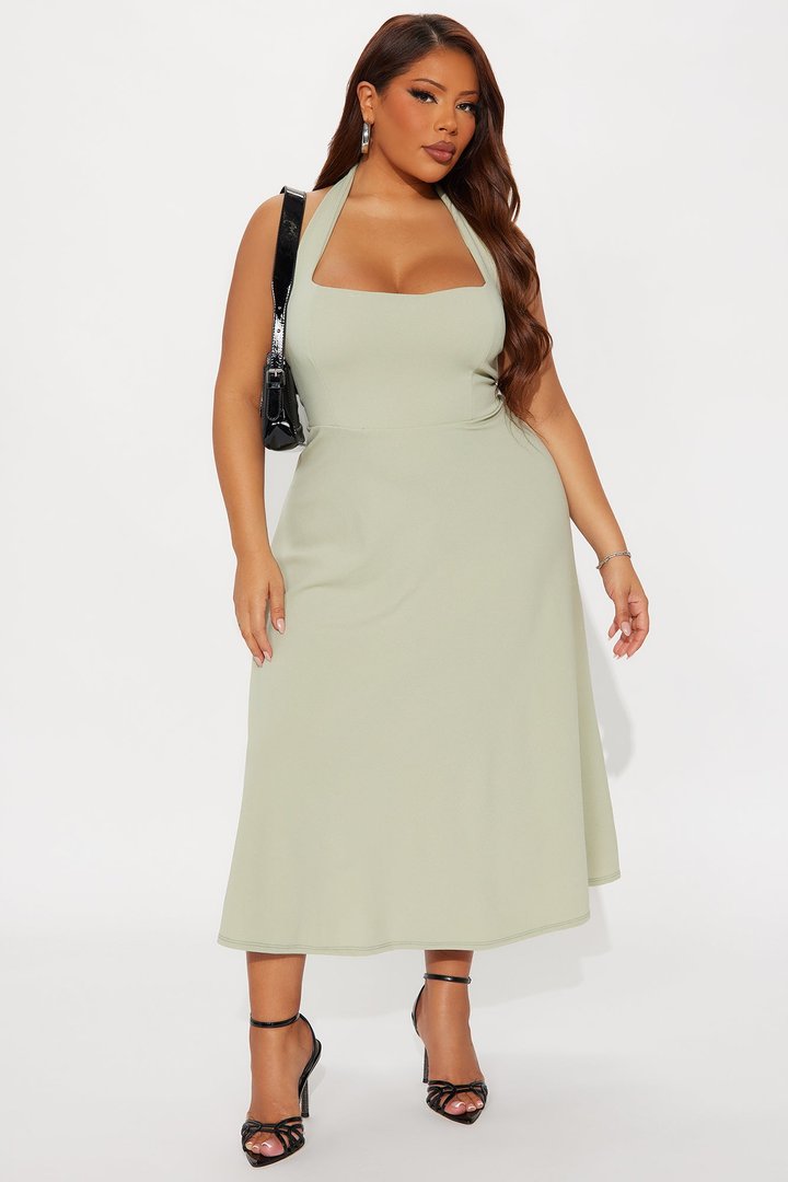 Alena Halter Midi Dress - Sage