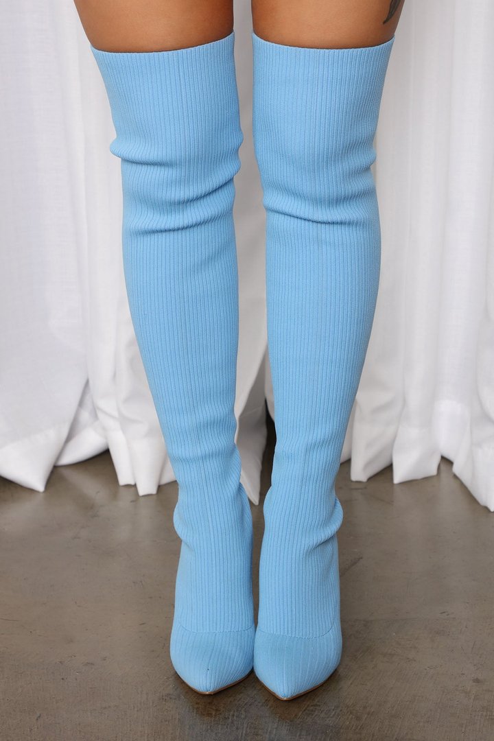 Show Stealer Over The Knee Boots - Blue